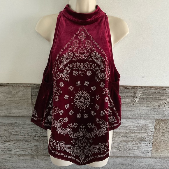 Free People velvet bandana bling top size small (K1) - Picture 2 of 7